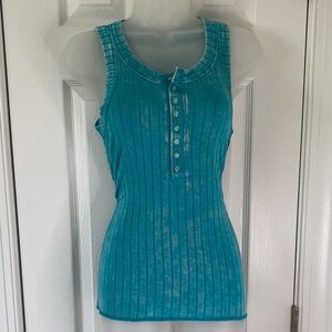 Zenana Light Teal Ribbed Sleeveless Tank Top